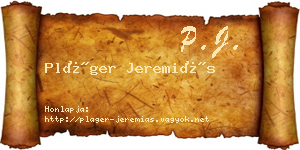 Pláger Jeremiás névjegykártya